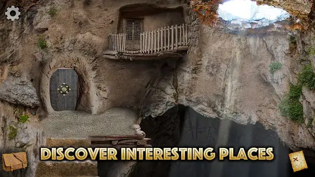 Porta di pietra nascosta in una parete rocciosa in Salva la maga