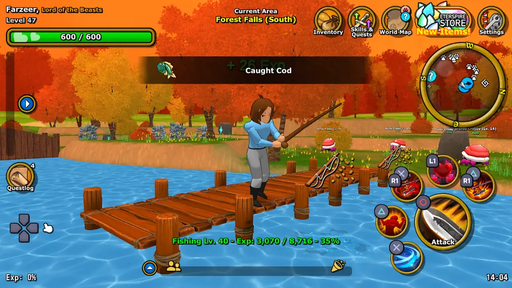 Sessione di pesca su un pontile di legno in Eterspire